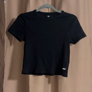 Women’s vans size M black crop top. Thicker fabric with collar.